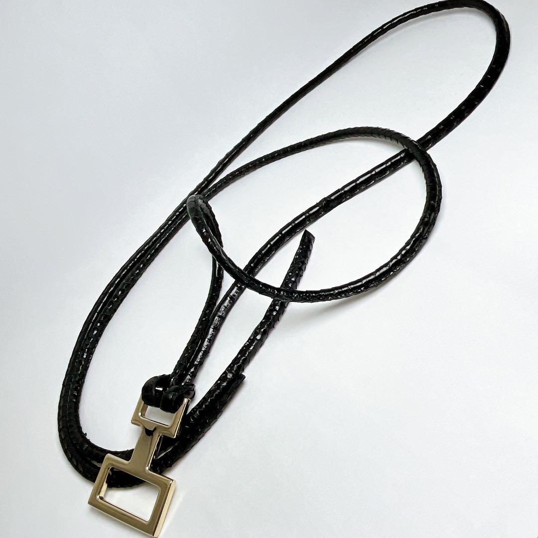 グッチ　ウエストマーク　ロープ　ベルト　ブラック　パイソン