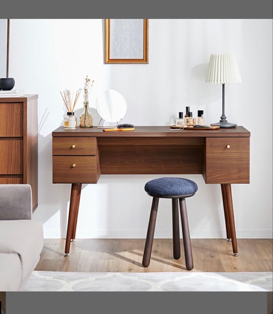 LOWYA [幅110] 日本製 デスク 単品 ドレッサー 収納 真鍮 木目
