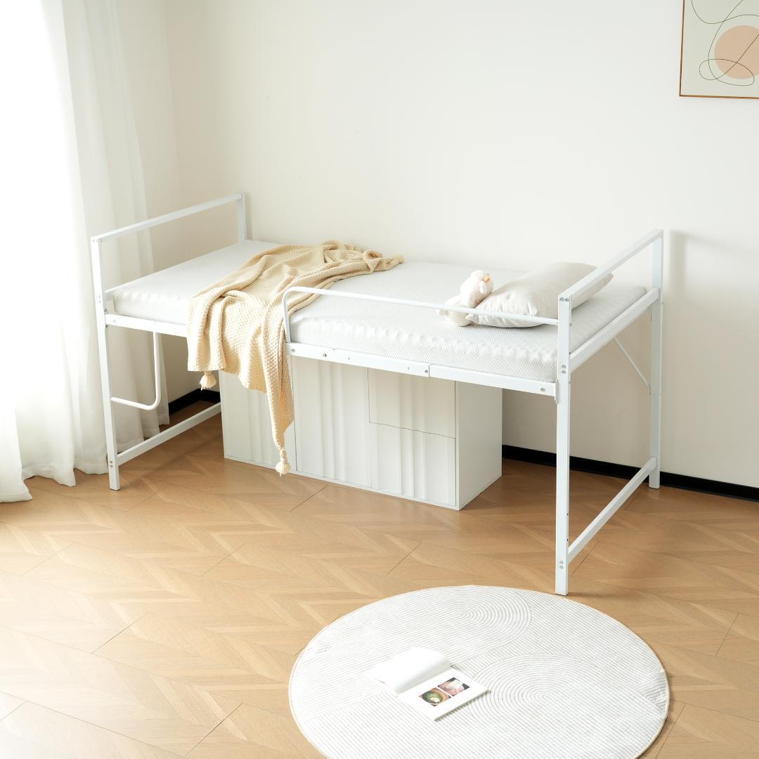 超人気【高さ110cm】ロフトベッド収納 北欧風 大人 一人暮らし　WHITE