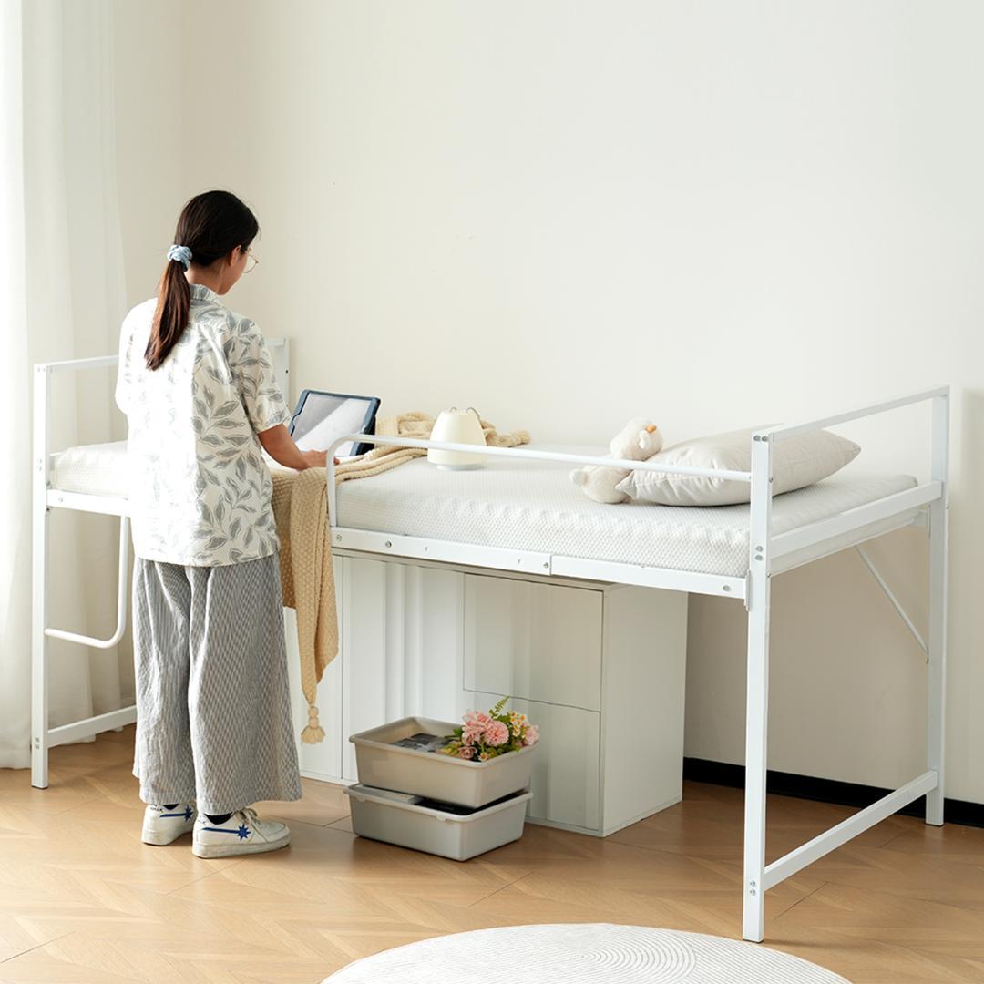 超人気【高さ110cm】ロフトベッド収納 北欧風 大人 一人暮らし　WHITE