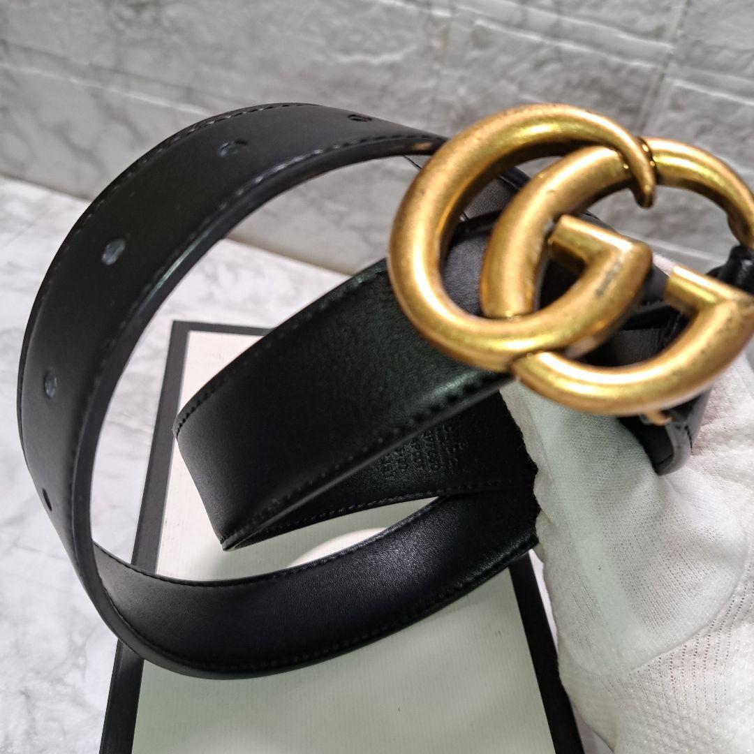 ✨️新品未使用✨️GUCCI グッチ　GGゴールドバックル　レザーベルトブラック