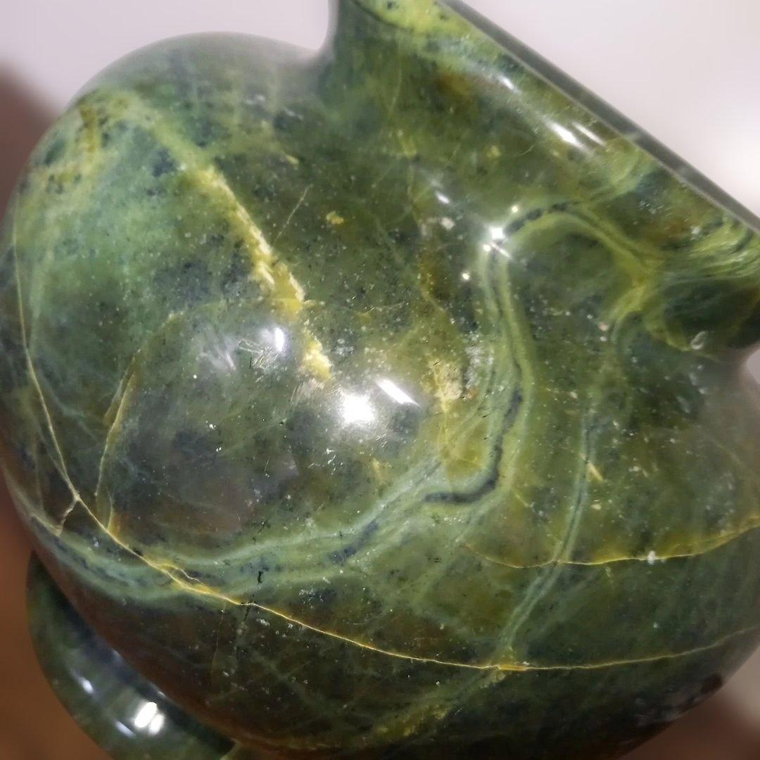 大理石調　花瓶　グリーン　珍品　緑　約６・８キロ　オブジェ　人造石