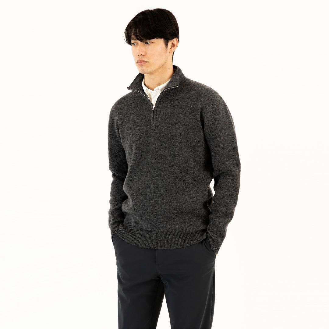 Monzee モンジー ハーフジップ カシミヤ&ウール セーター