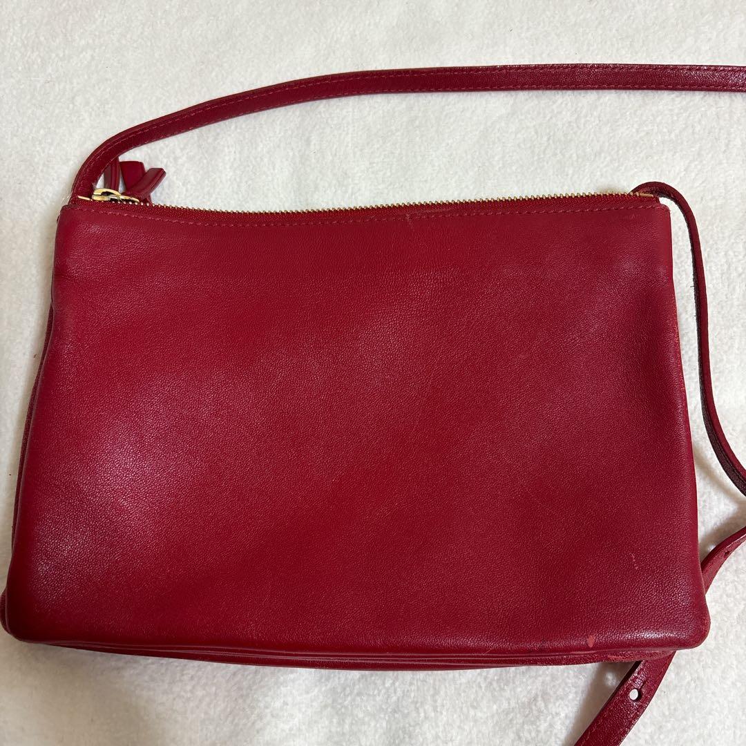 CELINE セリーヌ トリオ ラージ 赤 ショルダーバッグ 難あり