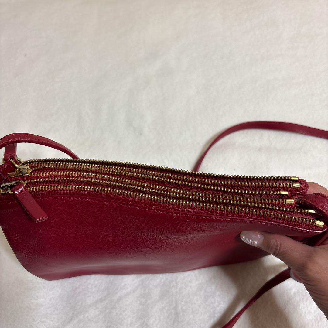 CELINE セリーヌ トリオ ラージ 赤 ショルダーバッグ 難あり