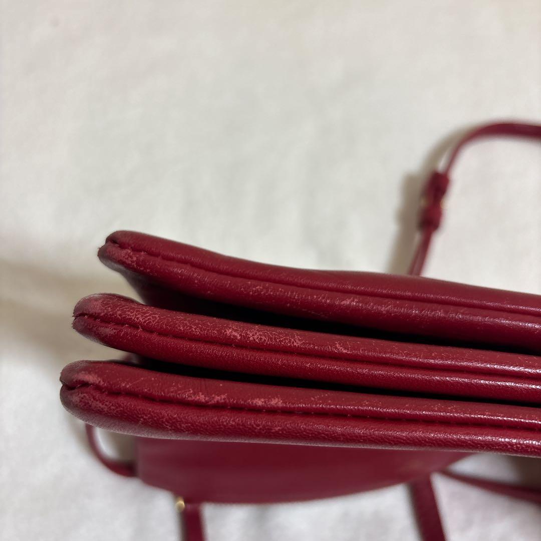 CELINE セリーヌ トリオ ラージ 赤 ショルダーバッグ 難あり