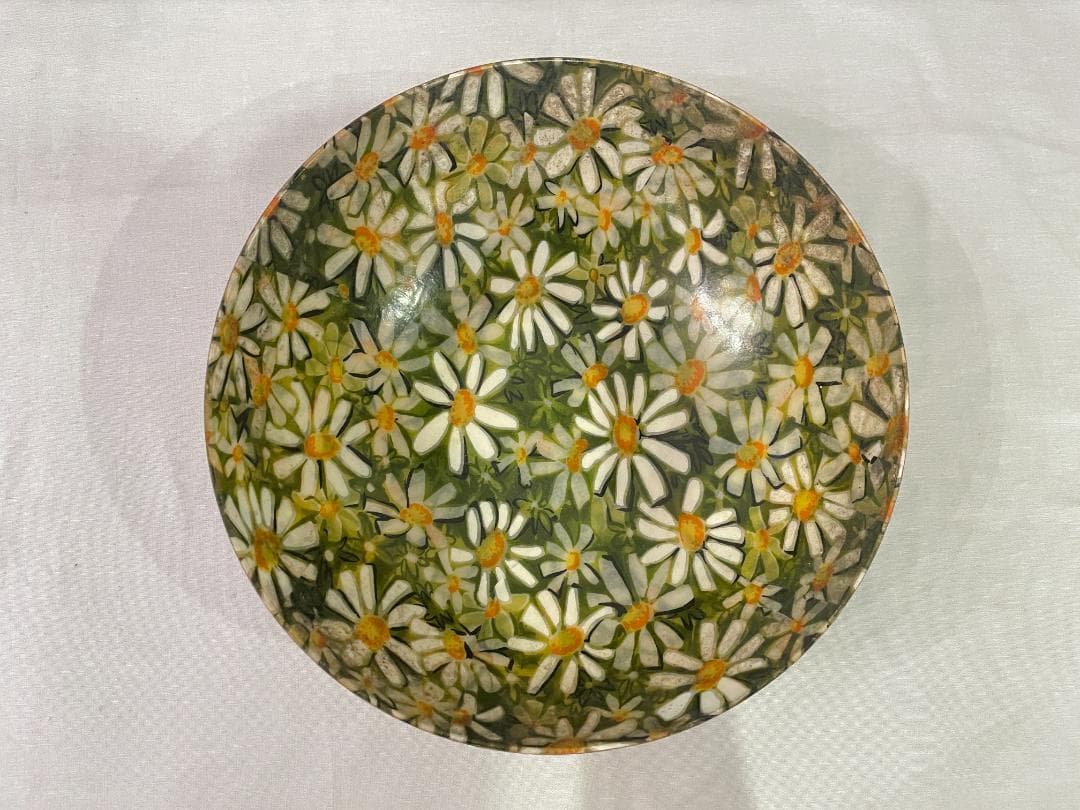 推定1960年代 ・ヴィンテージ　デイジー　花柄ボウル・ナチュラル