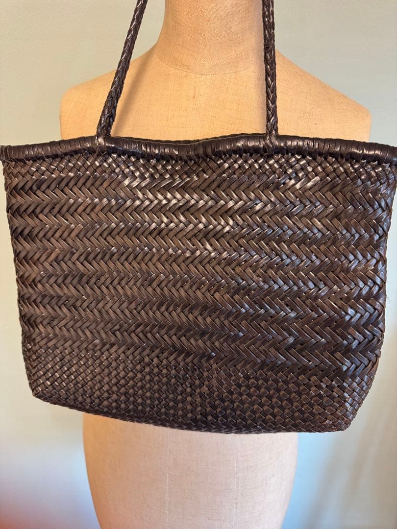 DRAGON ダークブラウン 編み込みトートバッグ