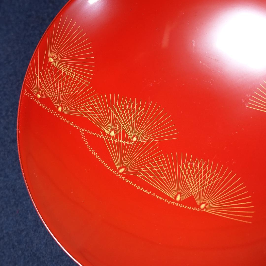 輪島塗 沈金師 小西寛 塗師 慶峰 合作 黒塗 沈金松図 屠蘇器揃 共箱