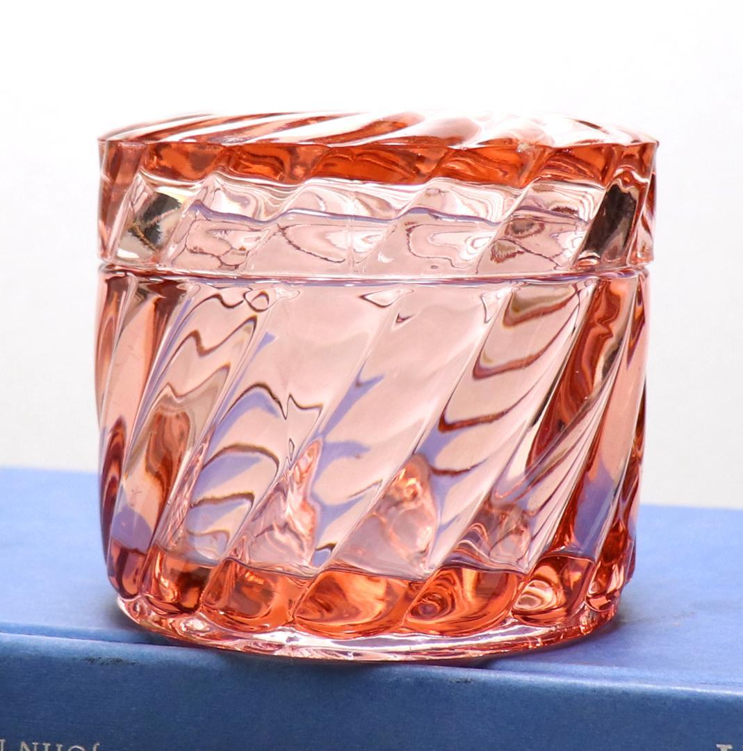 オールド・バカラ 珍品 バンブー レアカラー 桃色丸型ラージサイズ蓋物 570g