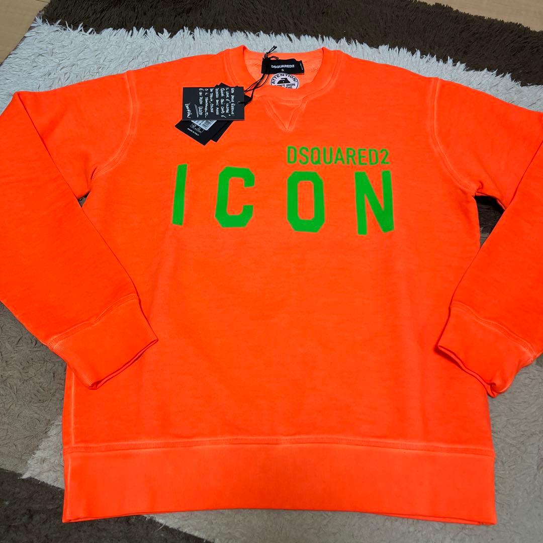 DSQUARED2 ICON ボックスロゴスウェット レアカラー 蛍光オレンジ