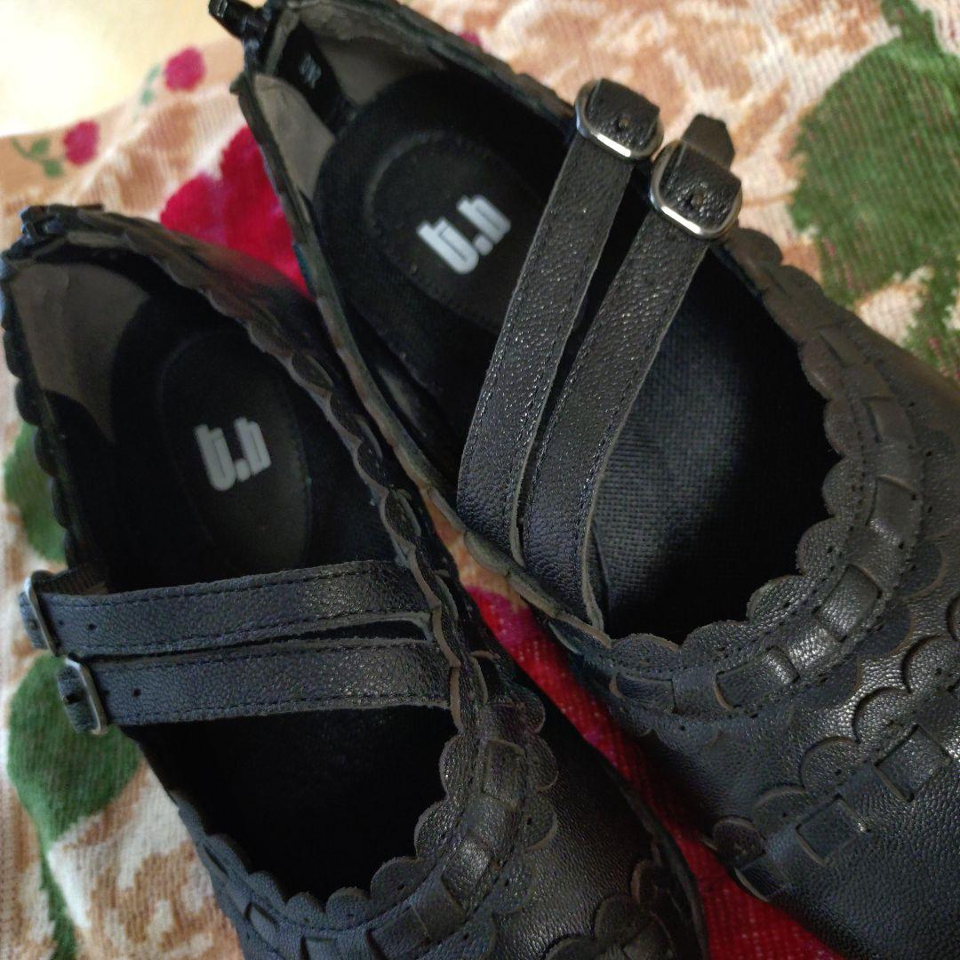 センソユニコtb　ブラックフラットシューズ ストラップ付き