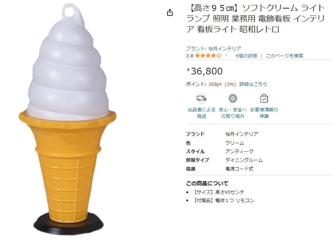 新品電飾看板 業務用非売品 ソフトクリーム レトロ アイス 照明ライトインテリア