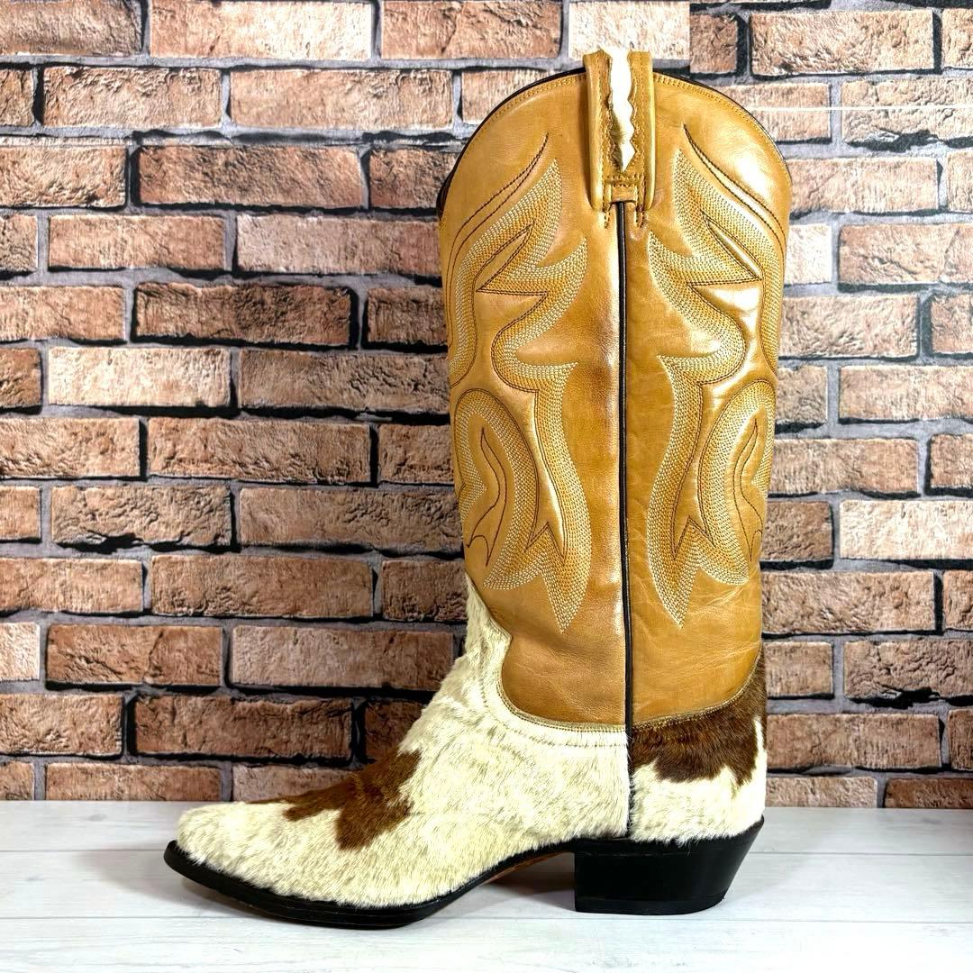 美品■RANCHO■ウエスタンブーツ✨タンレザー カウハイド コンビ カウボーイ