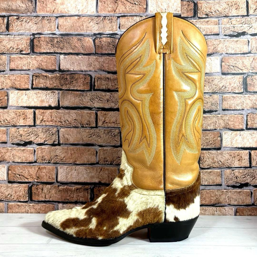 美品■RANCHO■ウエスタンブーツ✨タンレザー カウハイド コンビ カウボーイ