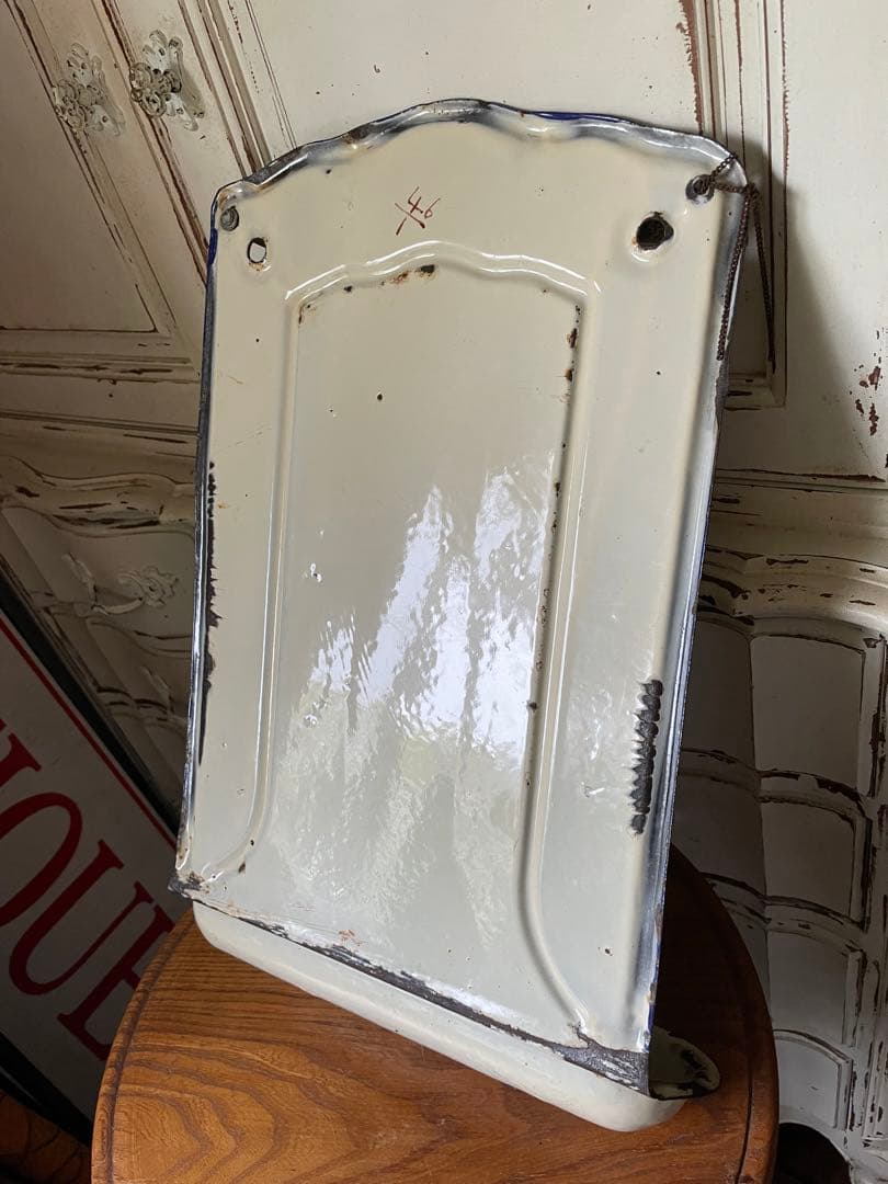 knock アンティーク　ホーロー　レードルラック　チェック柄　レードル付