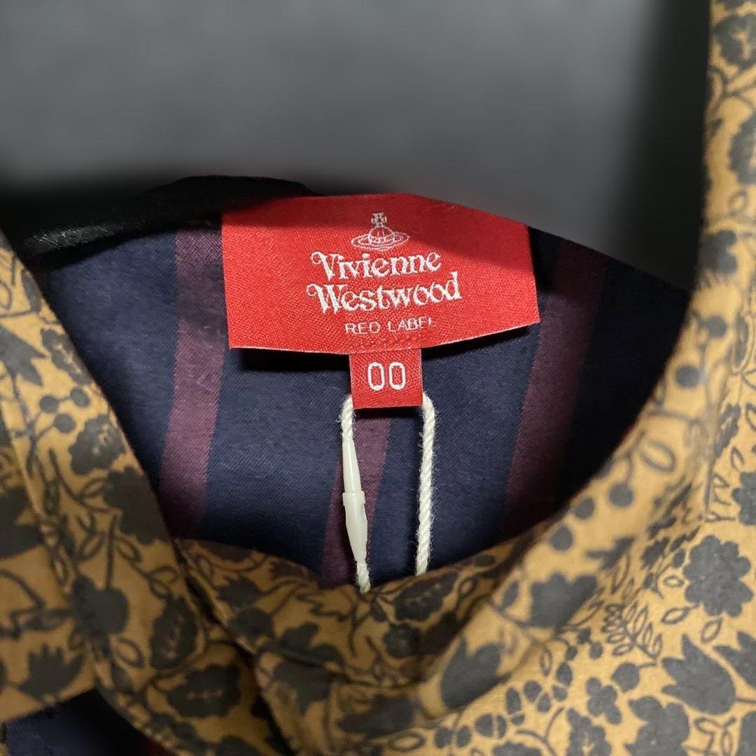 ヴィヴィアンウエストウッド変形デザイン長袖シャツストライプ、ボタニカル