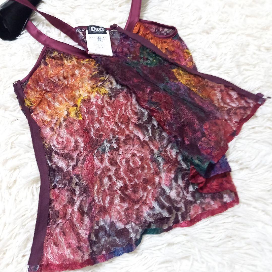 ●良品●　ドルチェ&ガッバーナ　D&G　キャミソール　花柄　レース　マルチカラー