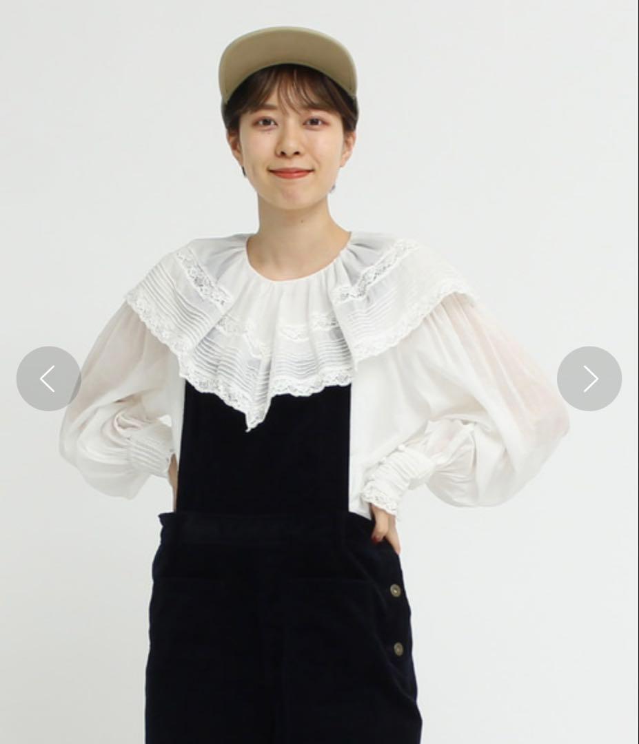 Dot＆Stripes ボイルレースピンタック ケープカラーブラウス　スカート