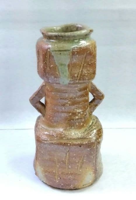 茶道具 花入 信楽 耳付 三代 高橋楽斎 鴻池伝来写 信楽焼