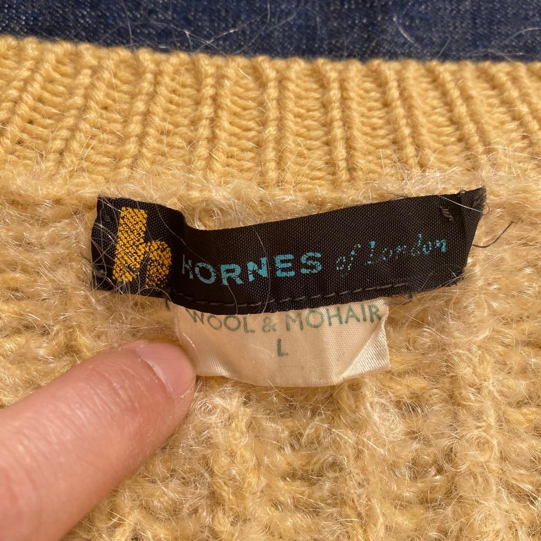 60s ビンテージ モヘア ニット 50s 70s イエロー 毛足長 ふわふわ