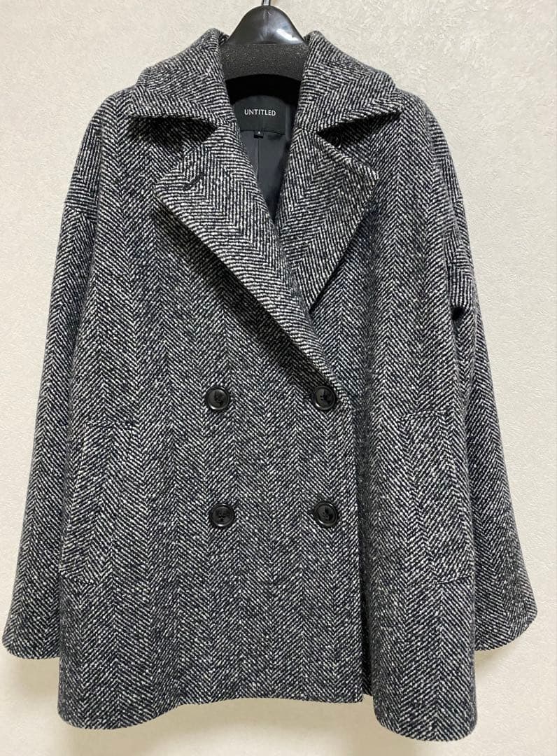 アンタイトル【日本製/ゆったり】ミドル丈へリンボーンPコート
