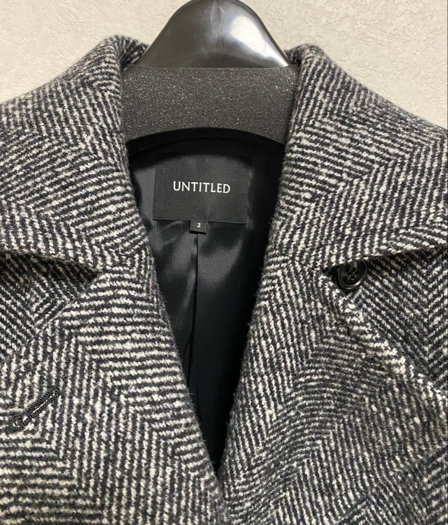 アンタイトル【日本製/ゆったり】ミドル丈へリンボーンPコート