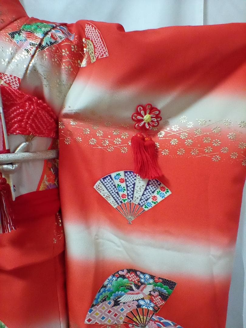 七五三　７歳　正絹　 女の子　アンティーク着物コーディネート一式