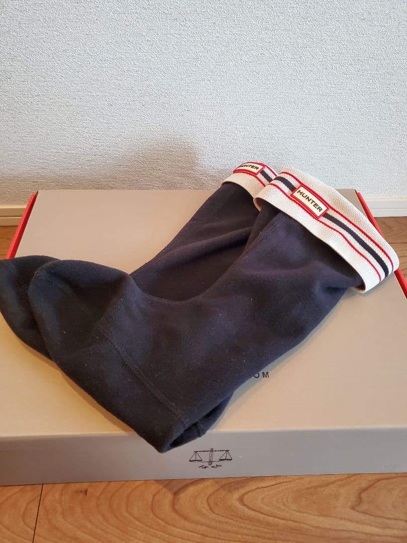 HUNTER ブラックラバーブーツ インナーソックス付き