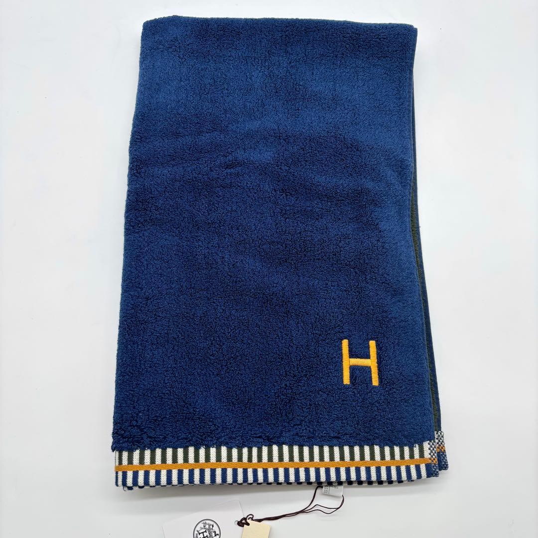 未使用タグ付き✨ エルメス ヴィス ヴェルサ バスタオル ネイビー カーキ