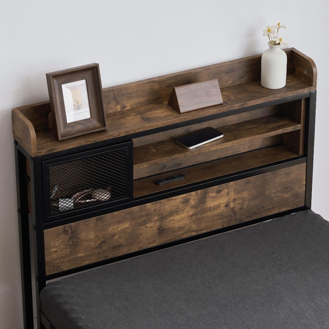 コンセント付きベッドフレーム シングルベッド パイプベッド　S・シングル