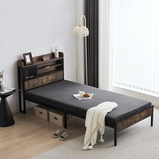 コンセント付きベッドフレーム シングルベッド パイプベッド　S・シングル