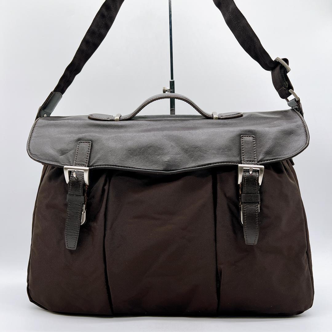 TOMORROWLAND ナイロン レザー ショルダーバッグ A4可　f399