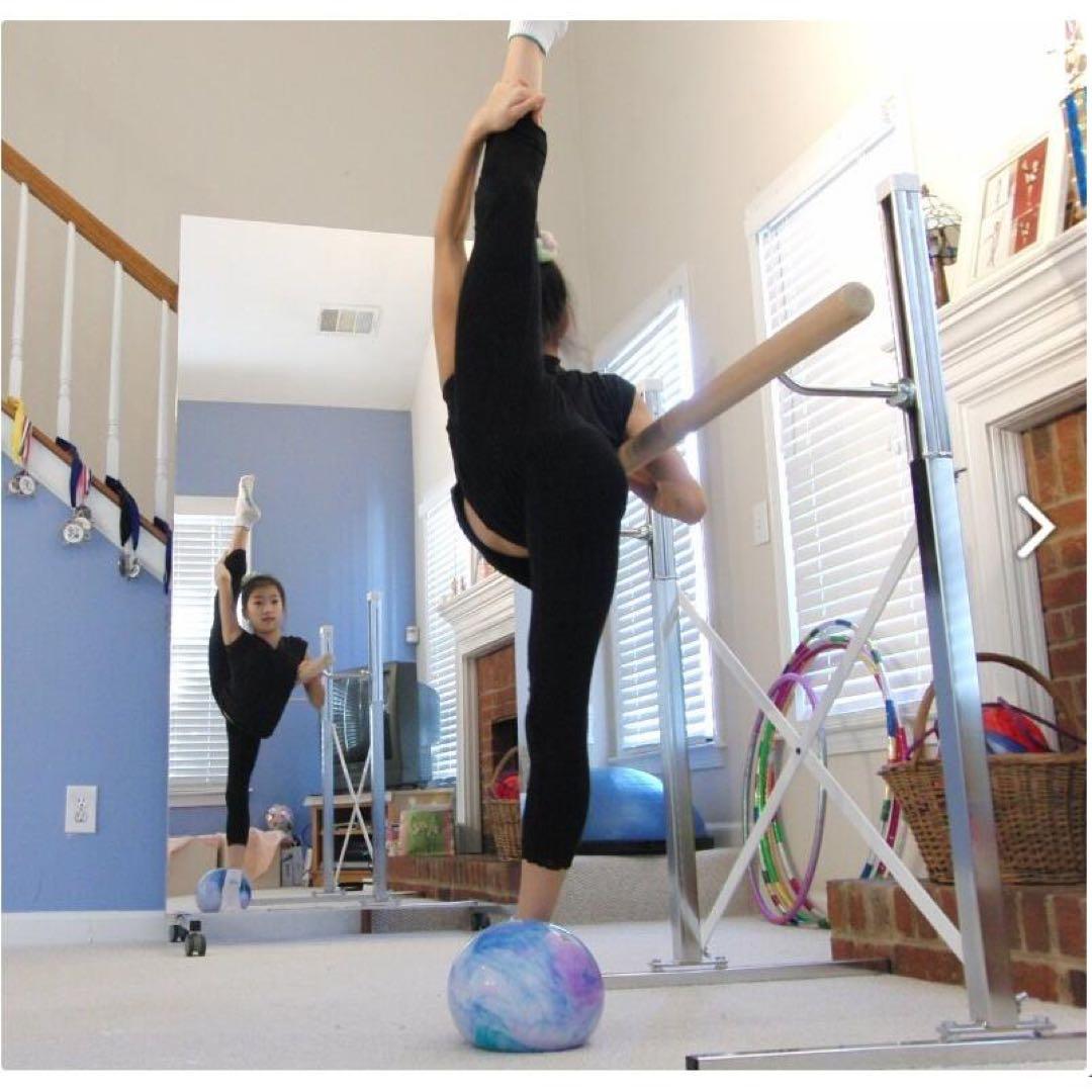 割れない 移動 キャスター ダンス鏡 幅80x160cm 全身 軽いシルバー