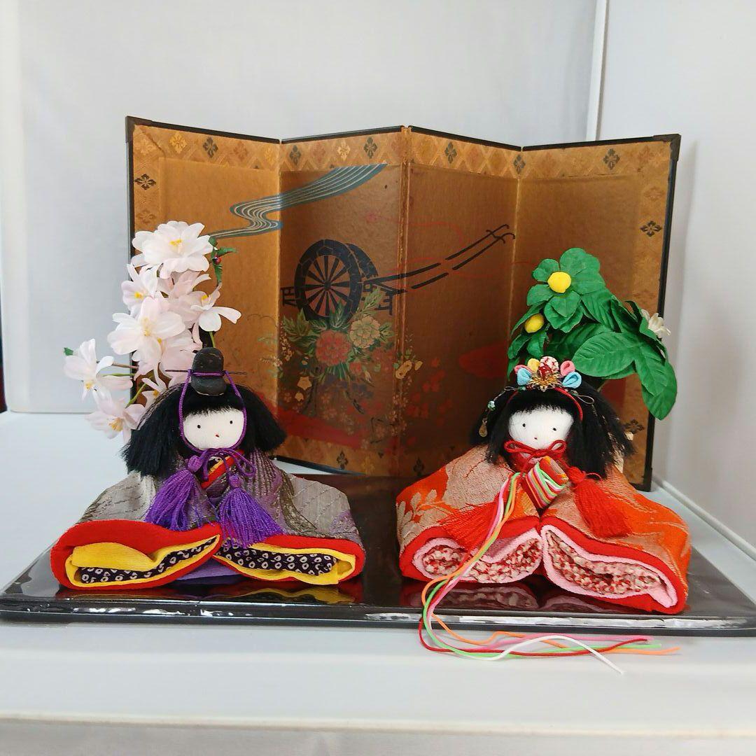 私の手作り/ひな祭り 雛人形セット/手作/古布ちりめん、帯