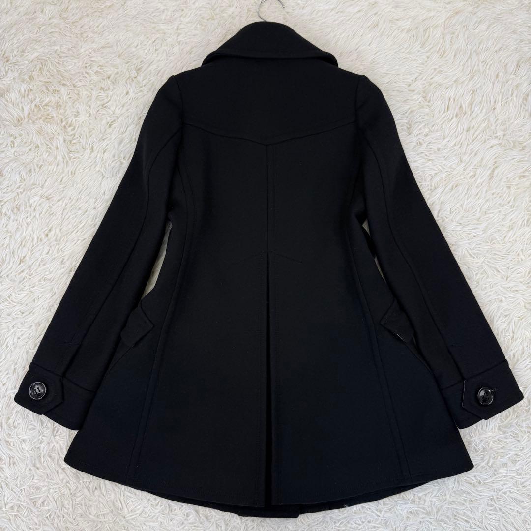 極美品 バーバリーブルーレーベル ウールコート アンゴラ チェック ダブル 黒