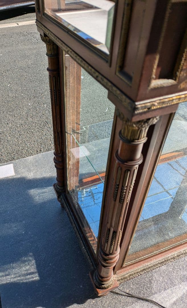 イギリス19世紀　ヴィクトリアンブロンズ飾付ショーケース