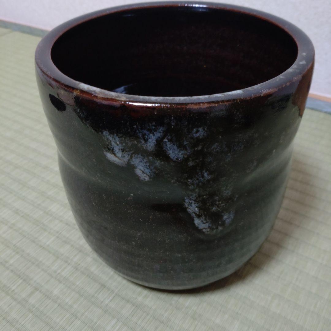 値下げ　水指　鉄砂釉　杉田祥平作　清閑寺窯　茶道具