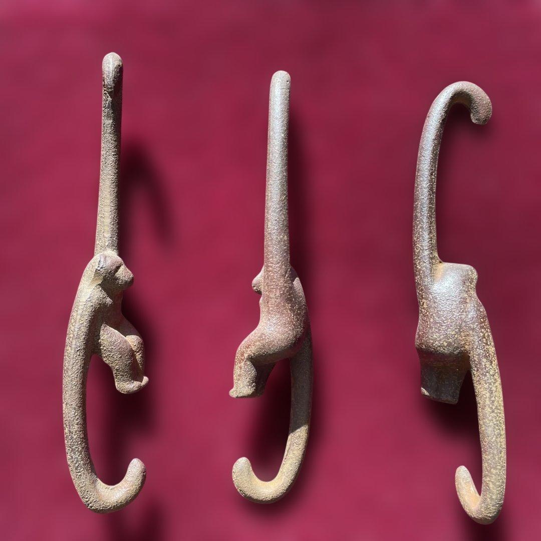 茶道具　吊るし花器と猿手(3つ)セット　昭和レトロ　三日月型