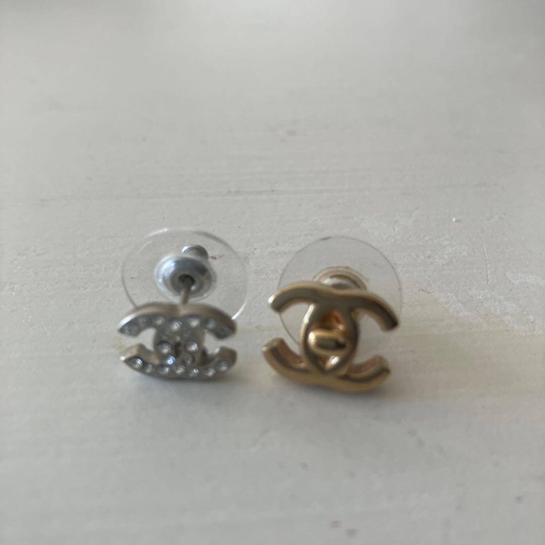 CHANEL ロゴピアス シルバー ゴールド 箱付き