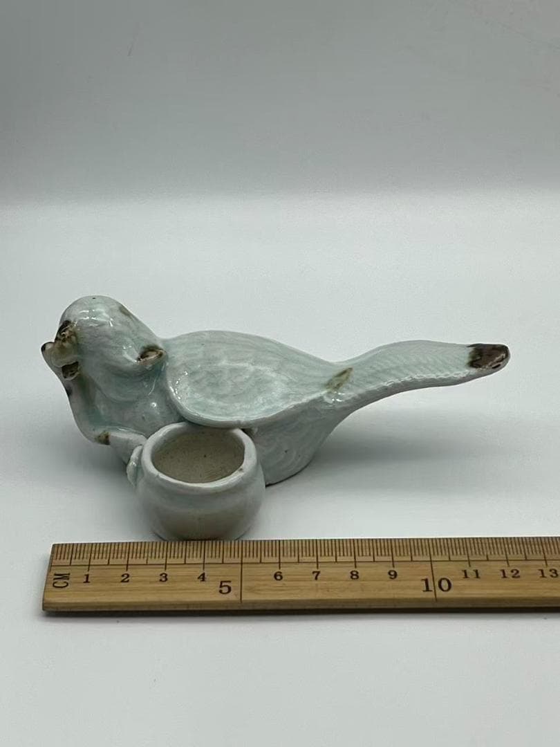 宋時代 青磁 湖田窯 影青釉鳥型水差し　水指　名品珍品(F-158)