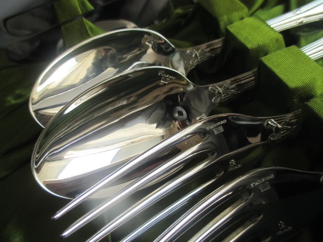 極美品☆仏蘭西高級銀器クリストフルシルバー銀P　カトラリー６本セット　リュバン