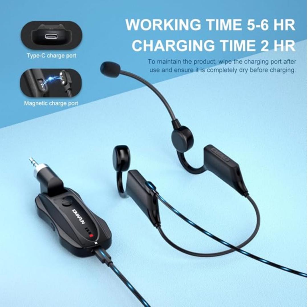 ワイヤレス防水マイク 2.4GHz フィットネス用 IP67 完全防水