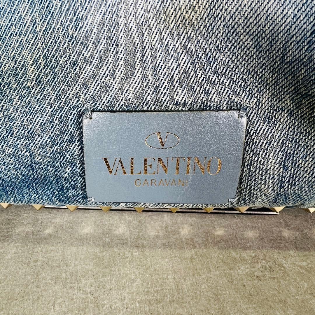 Valentino デニム 蝶 刺繍 スタッズ 2way ハンドバッグ