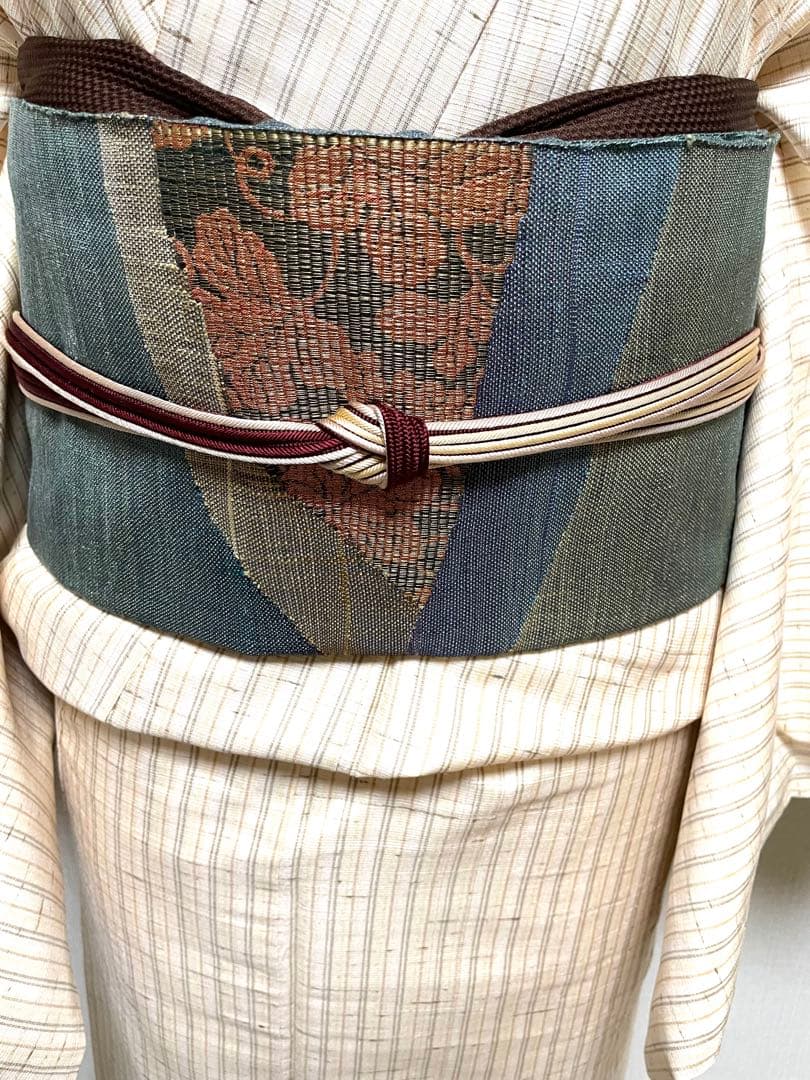 正絹　袷　紬　縦縞模様　身丈（肩から）161.5㎝