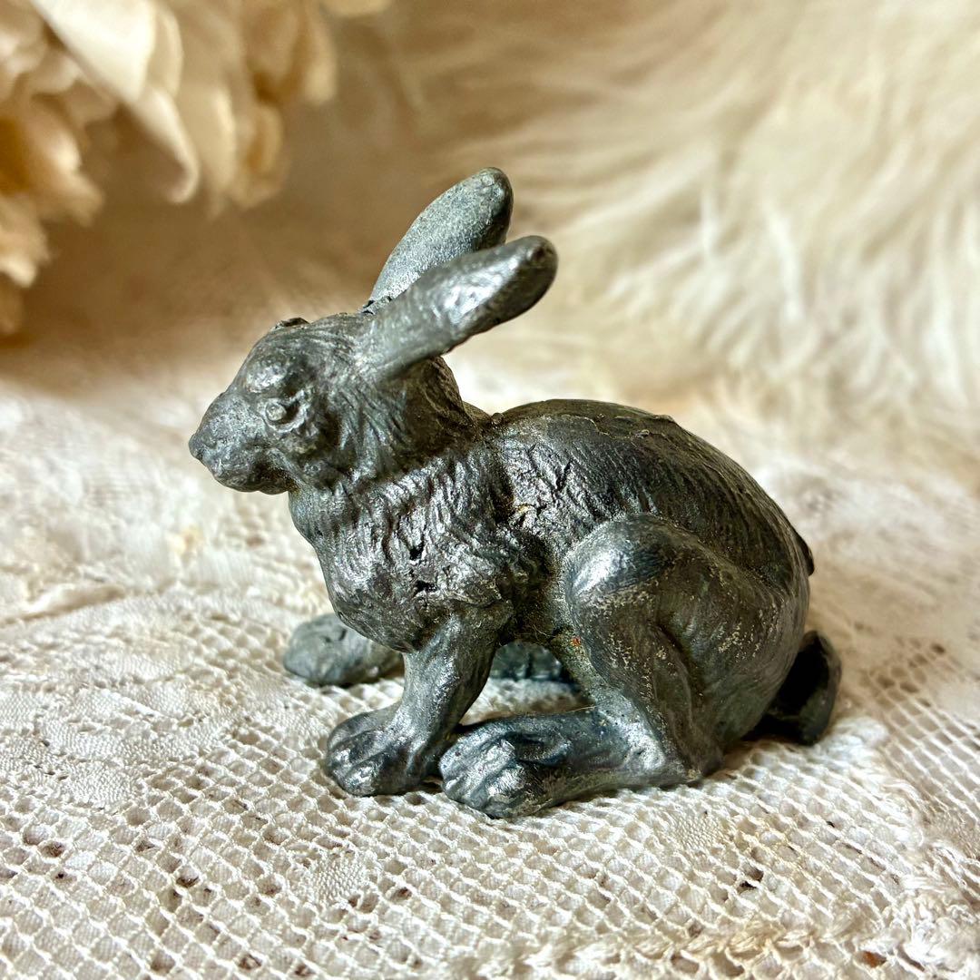 19世紀うさぎフィギュア　オブジェ　ペーパーウェイト　フランスアンティーク