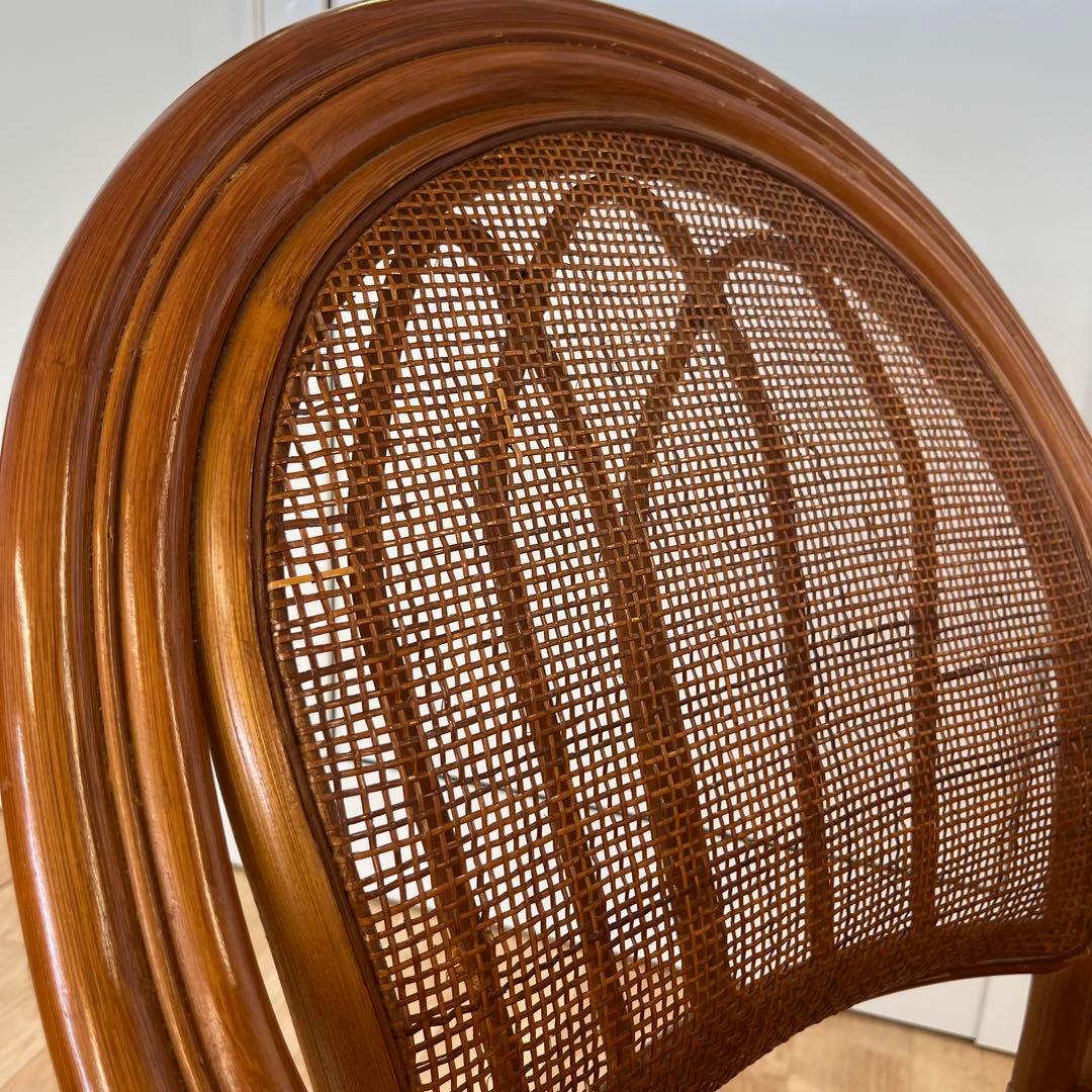 ①【美品】ラタン製 回転式座椅子 ナチュラル 和モダン　インテリア 椅子