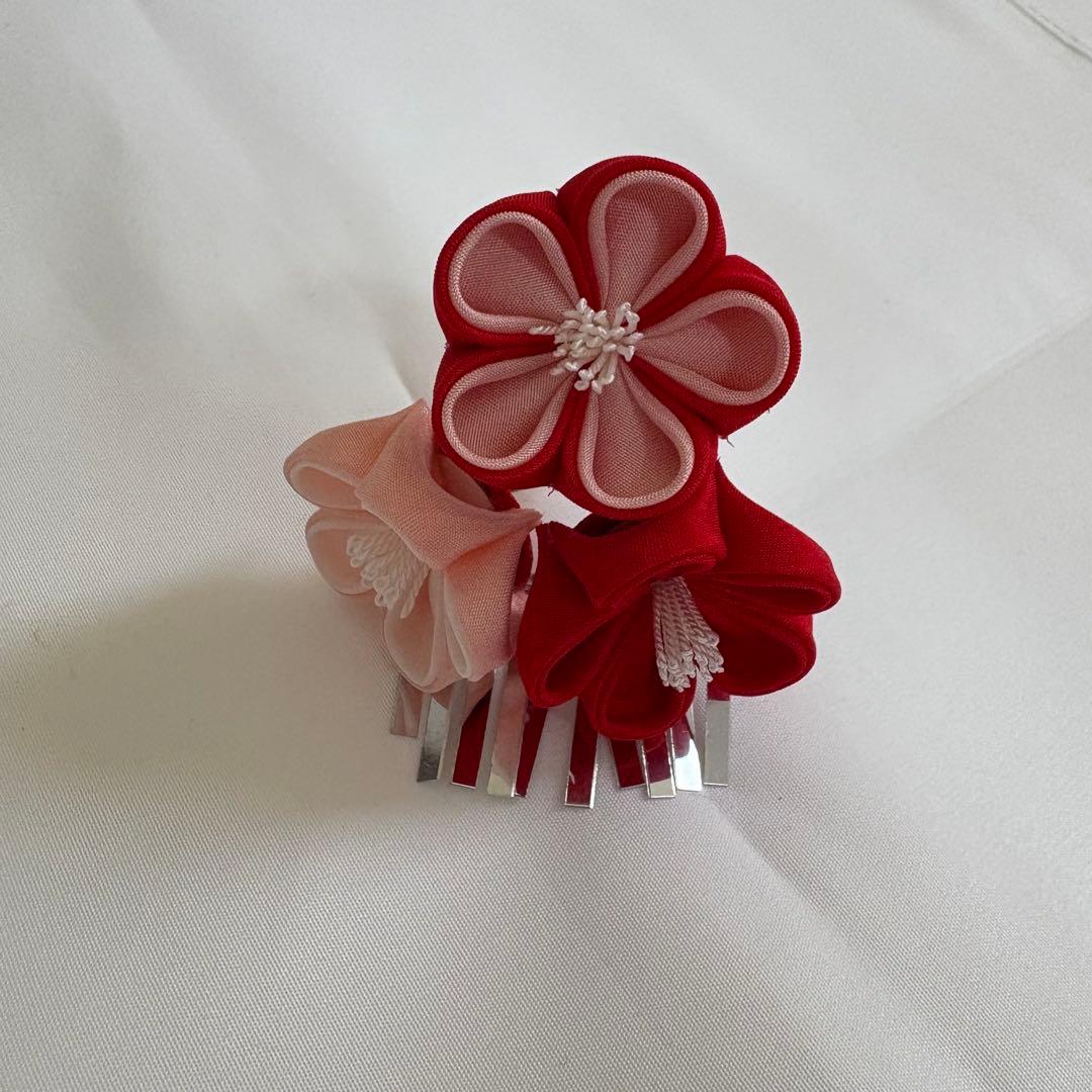 おはりばこ　八重梅　七五三 髪飾り 三歳　日本髪　つまみ細工