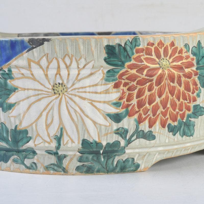 茶道具　陶斉作　色絵　花草文　手桶鉢　N　9817