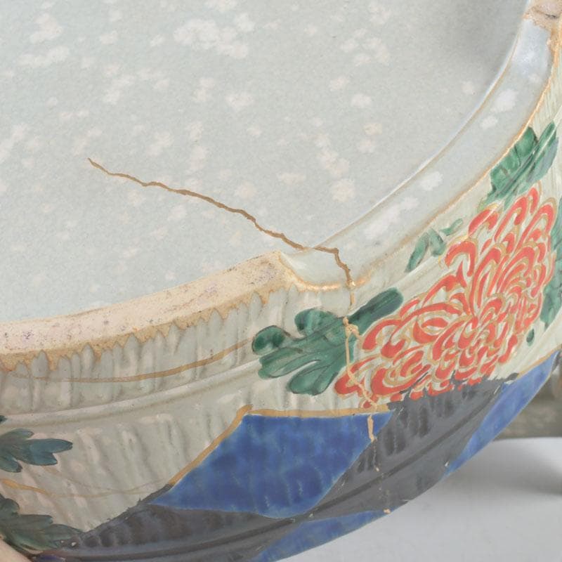 茶道具　陶斉作　色絵　花草文　手桶鉢　N　9817